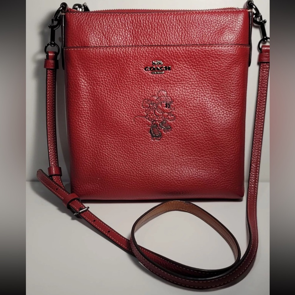 RARE COACH Minnie Mouse Kitt Messenger Crossbody Motif Red Leather Bag - NWOT‎ - Picture 2 of 13